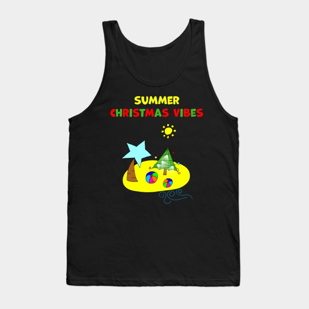 Christmas on the Beach Summer Christmas Vibes Funny Tank Top by Artstastic